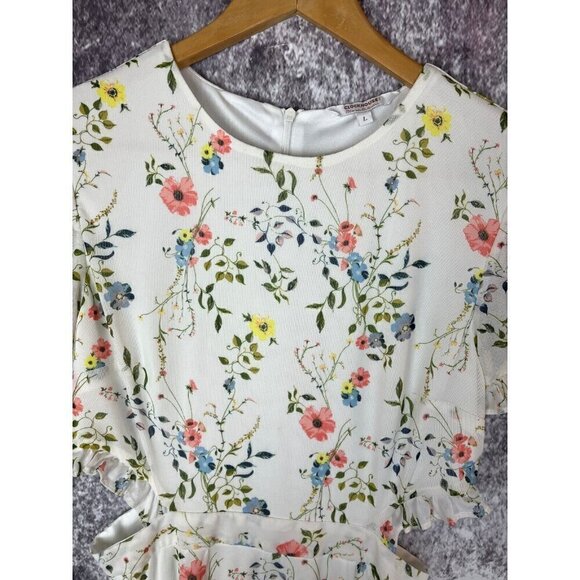Clockhouse Dress Women's Large Floral Ruffle Garden Cottagecore Fairycore Twee - Picture 5 of 14